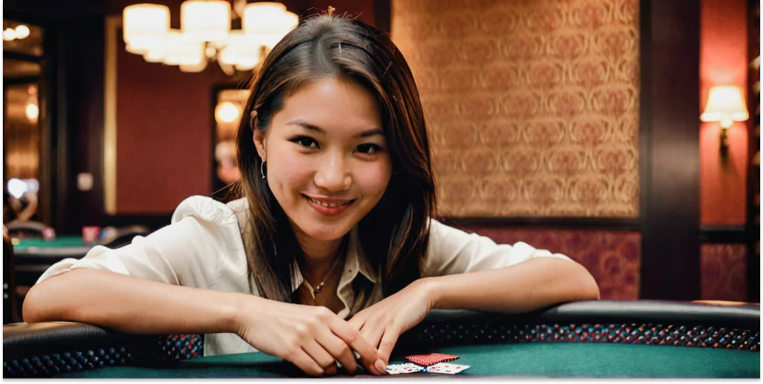 a rich girl in a casino room