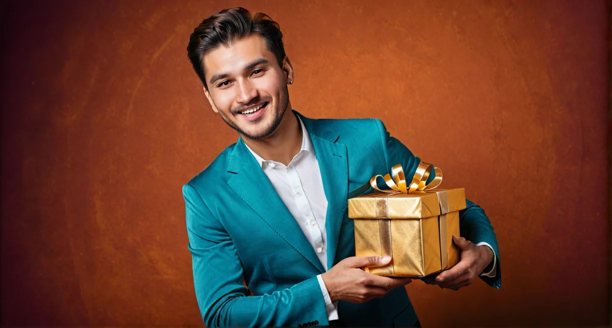 man with casino bonus gift