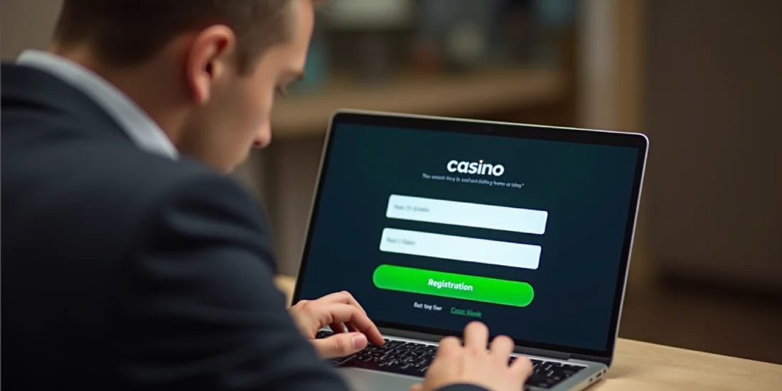 a man registers at a casino site