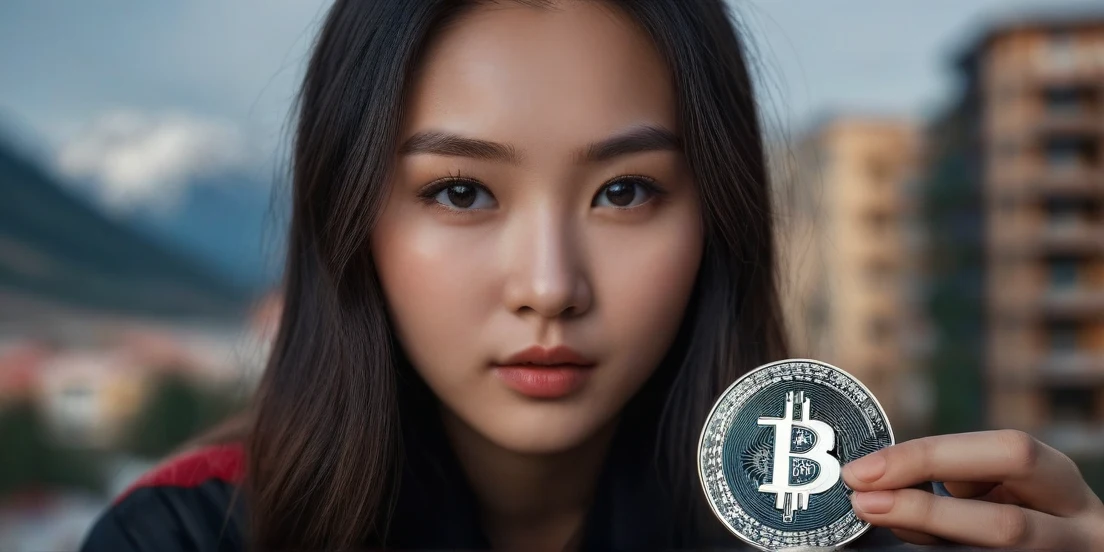 girl with cryptocurrency in her hands